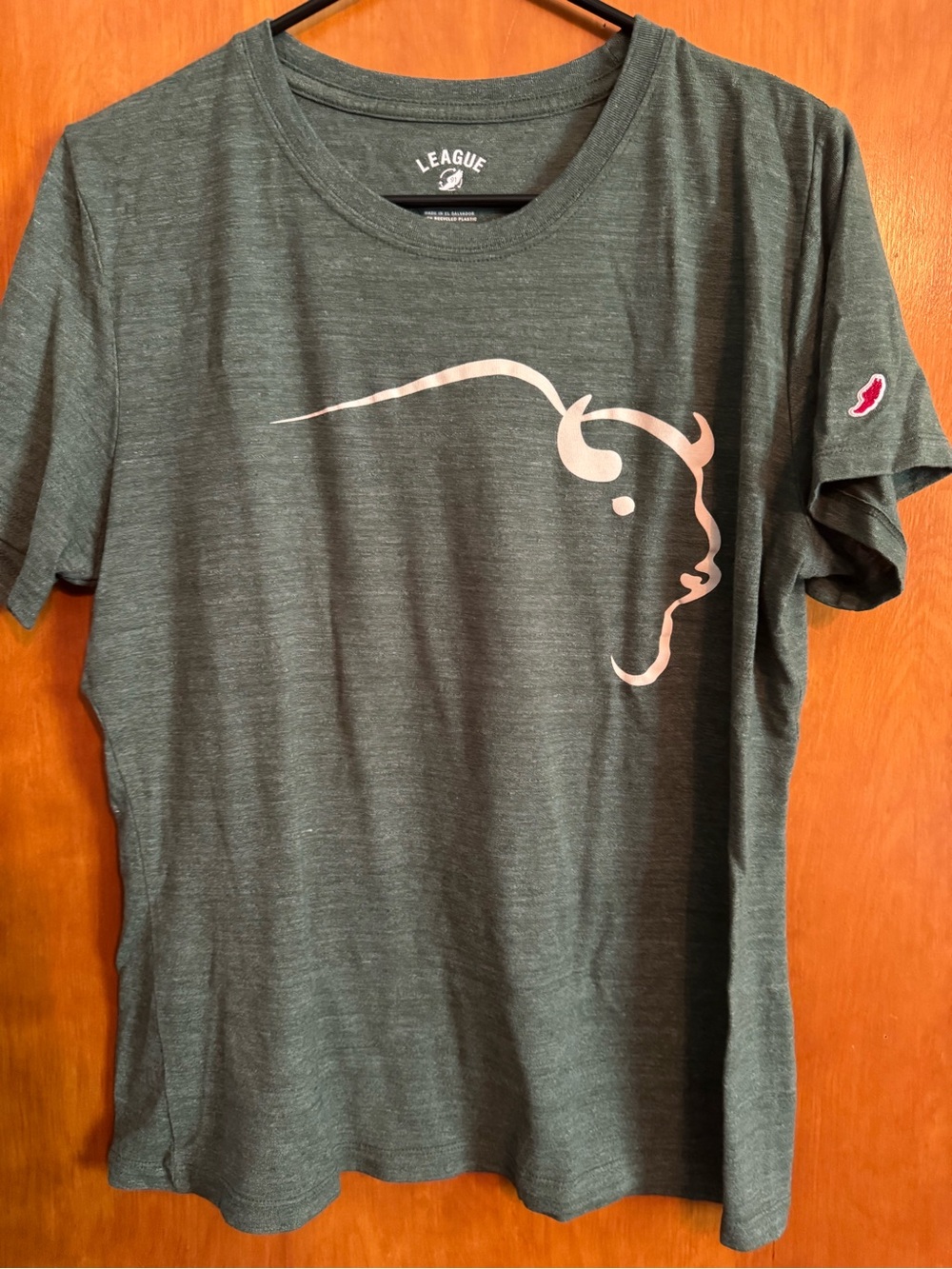 League Ladies Olive Green Short Sleeve Tee with Buffalo Trace Graphic